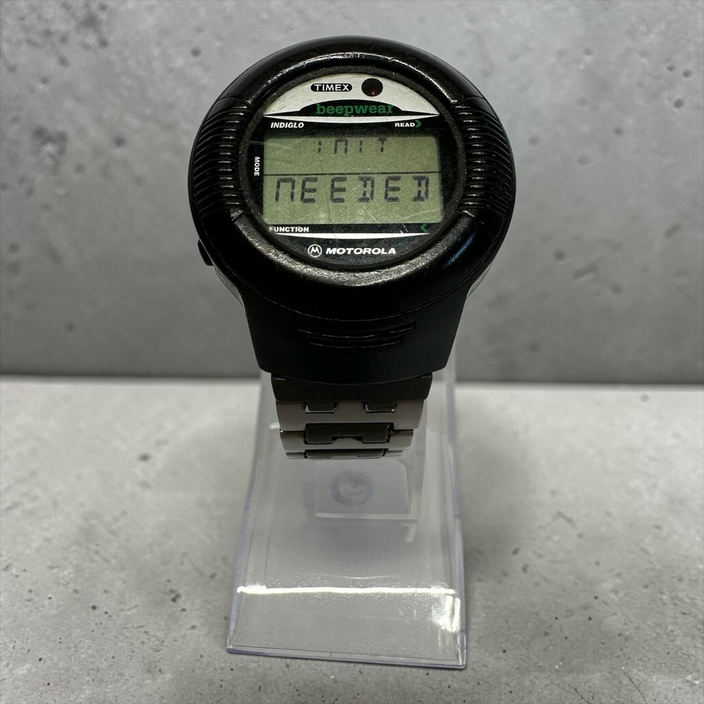 Timex Motorola Beepwear Pager Watch Mens Black Vintage Indiglo Digital